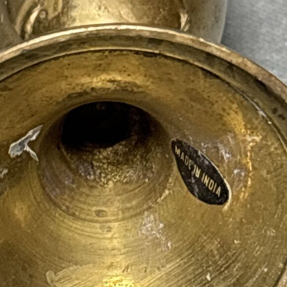 Vintage Brass Vase or Tapered Candle Holder Made In India - Picture 7 of 9